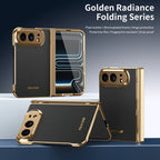 High Quality Plating PU Leather Texture Phone Case for IPhone Duo 5G 2026 with Tempered Glass Screen Protect Shockproof Cover