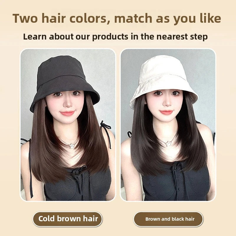 Hat Wig Straight Hair
