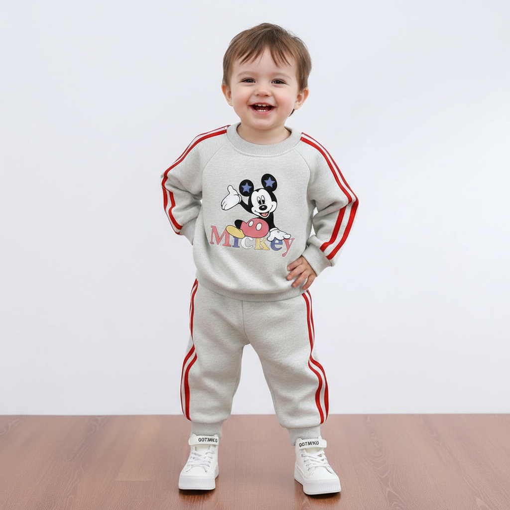2026 Children cartoon character Side Stripe outfit Sets