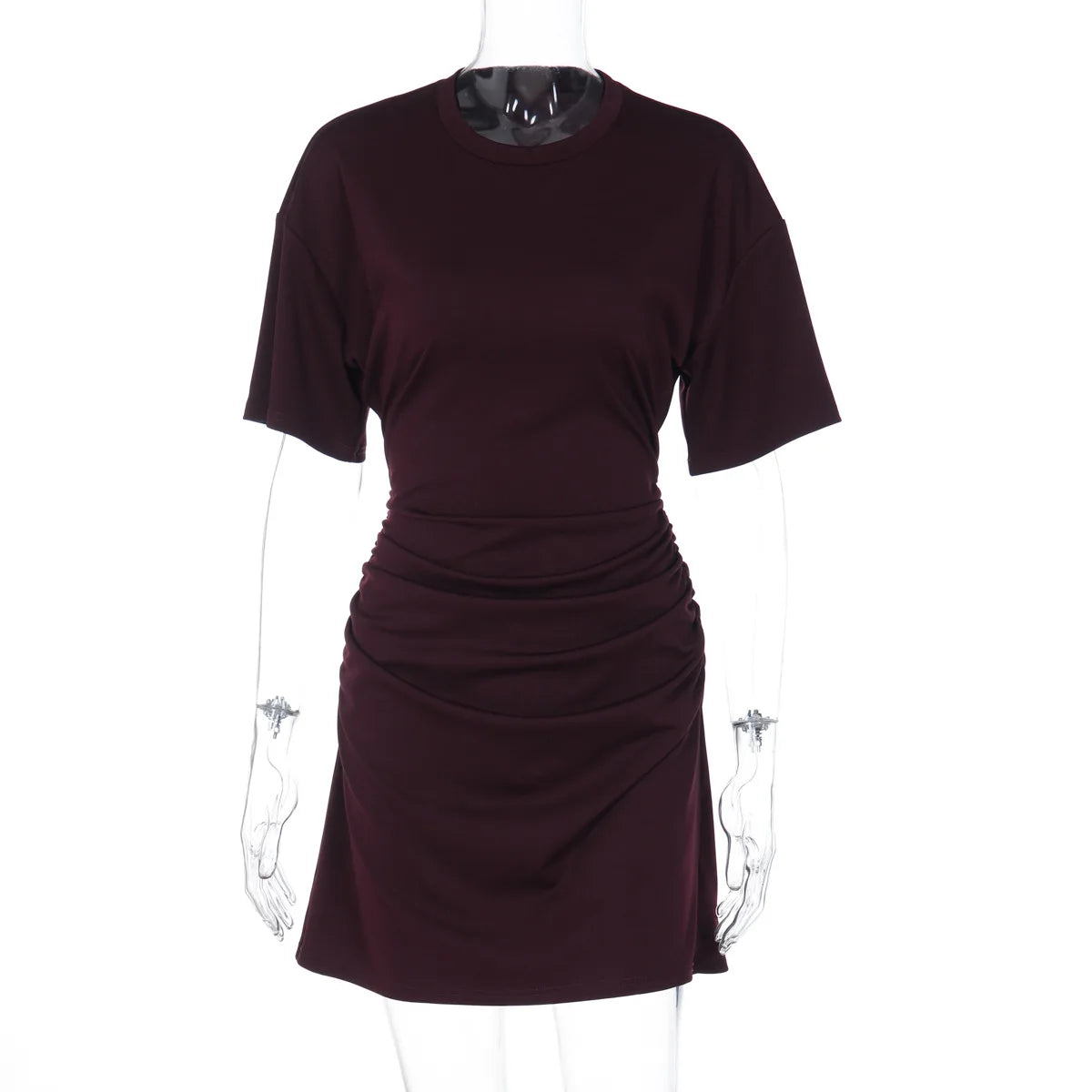 Pleated V-Neck Knee Length Dress