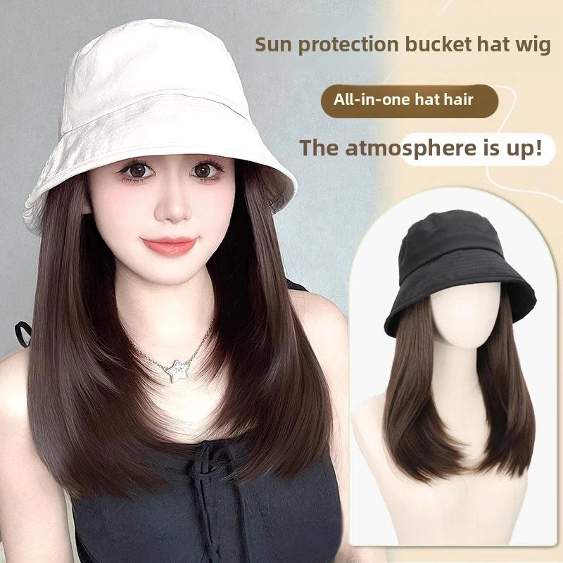 Hat Wig Straight Hair