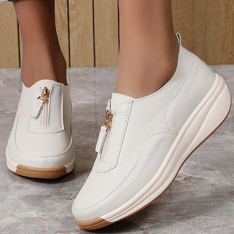 White Casual Flat Sneakers