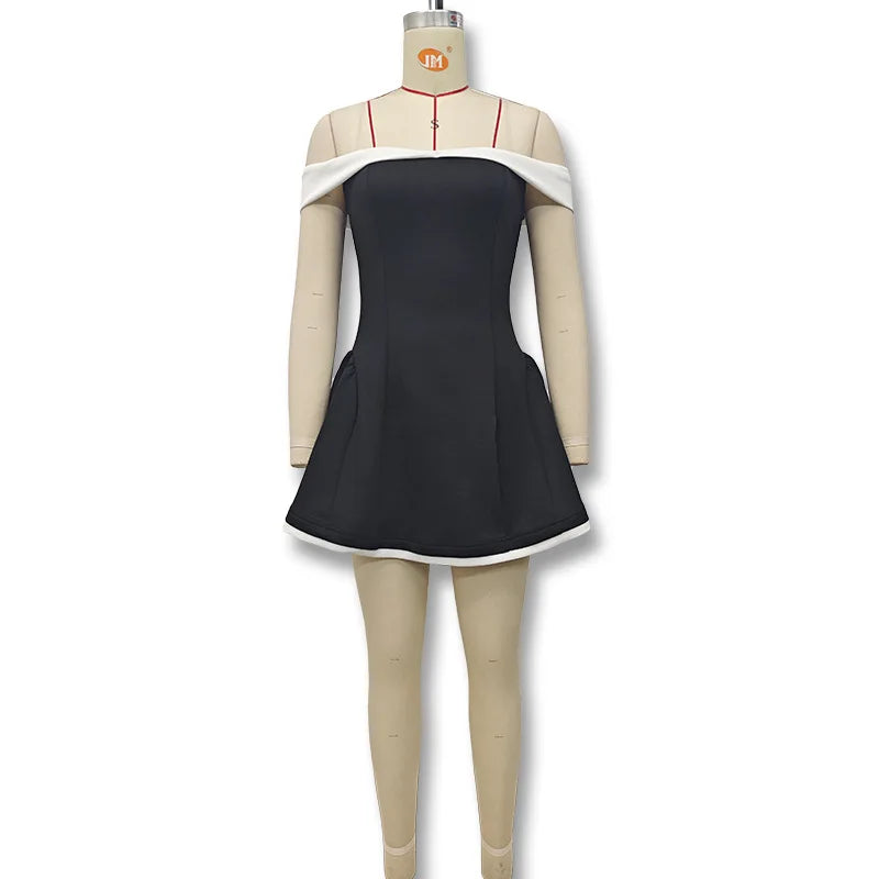 Contrast Ruffle Mini Dress