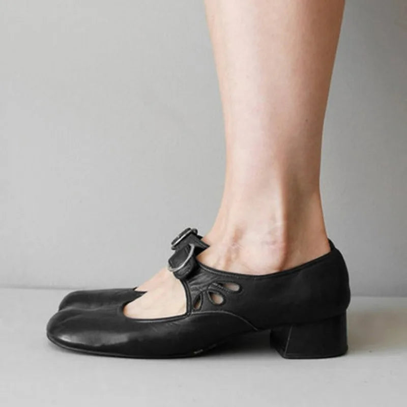 Women's Low Heel Buckle Pumps