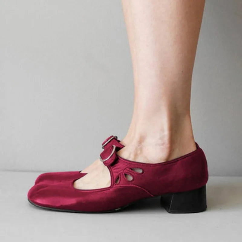 Women's Low Heel Buckle Pumps