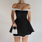 Contrast Ruffle Mini Dress