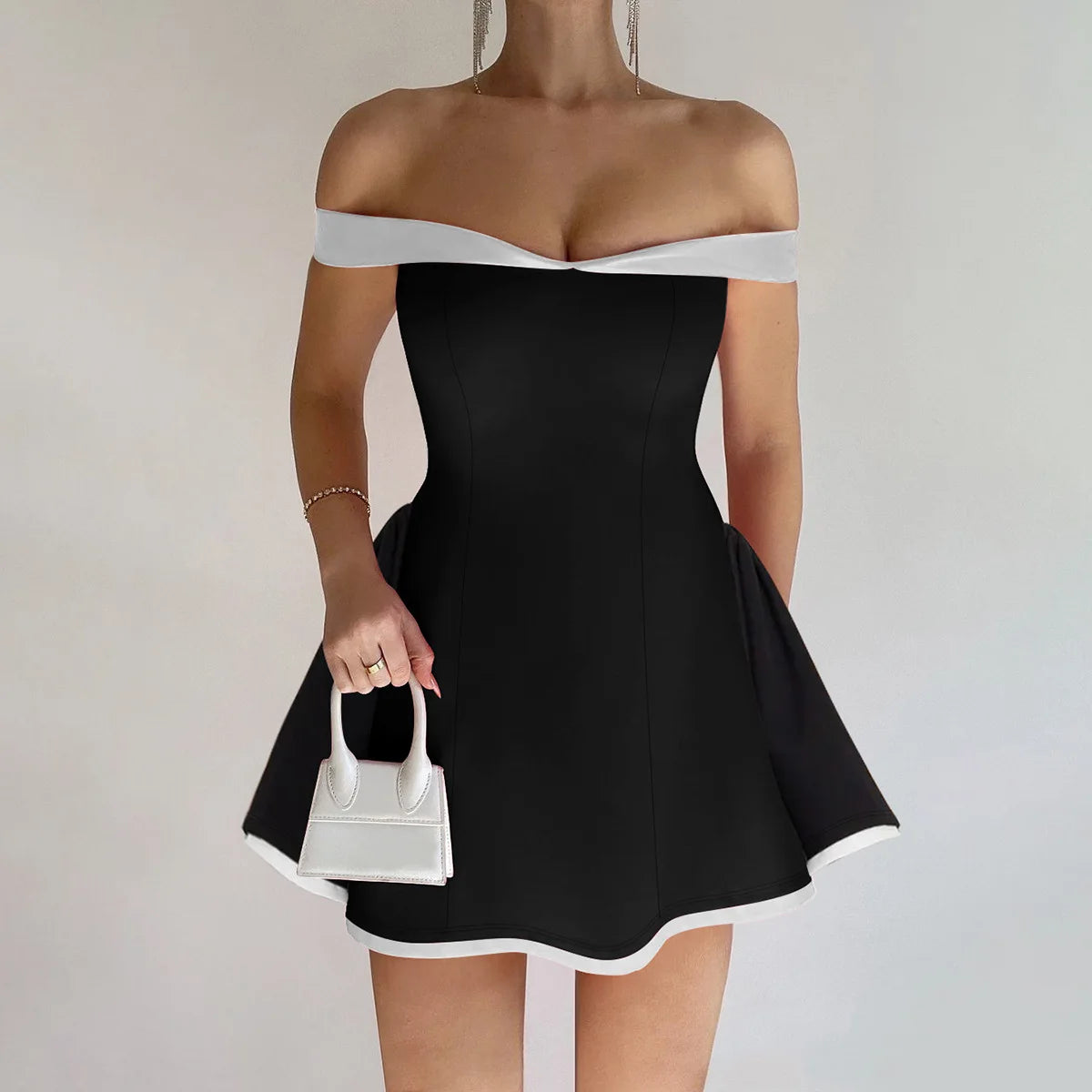 Contrast Ruffle Mini Dress