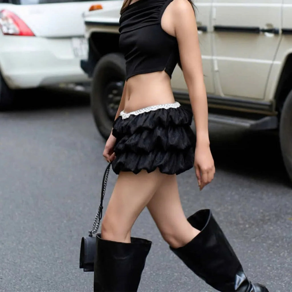 Pleated A-Line Mini Skirt