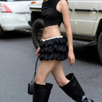 Pleated A-Line Mini Skirt