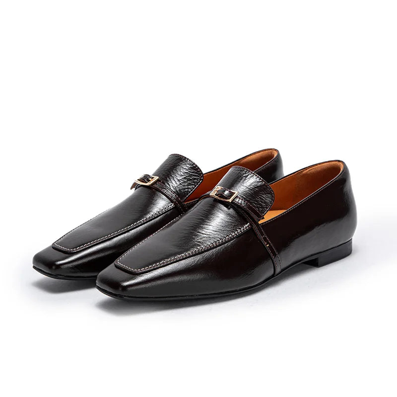 Elegant Square Toe Leather Loafers