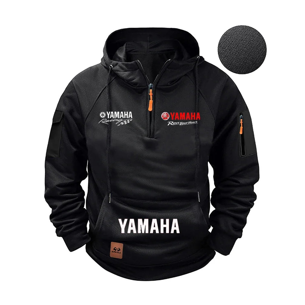 2026 Yamaha Autumn and Winter Vintage Heavy-Duty Men’s Fleece Hooded Sweater