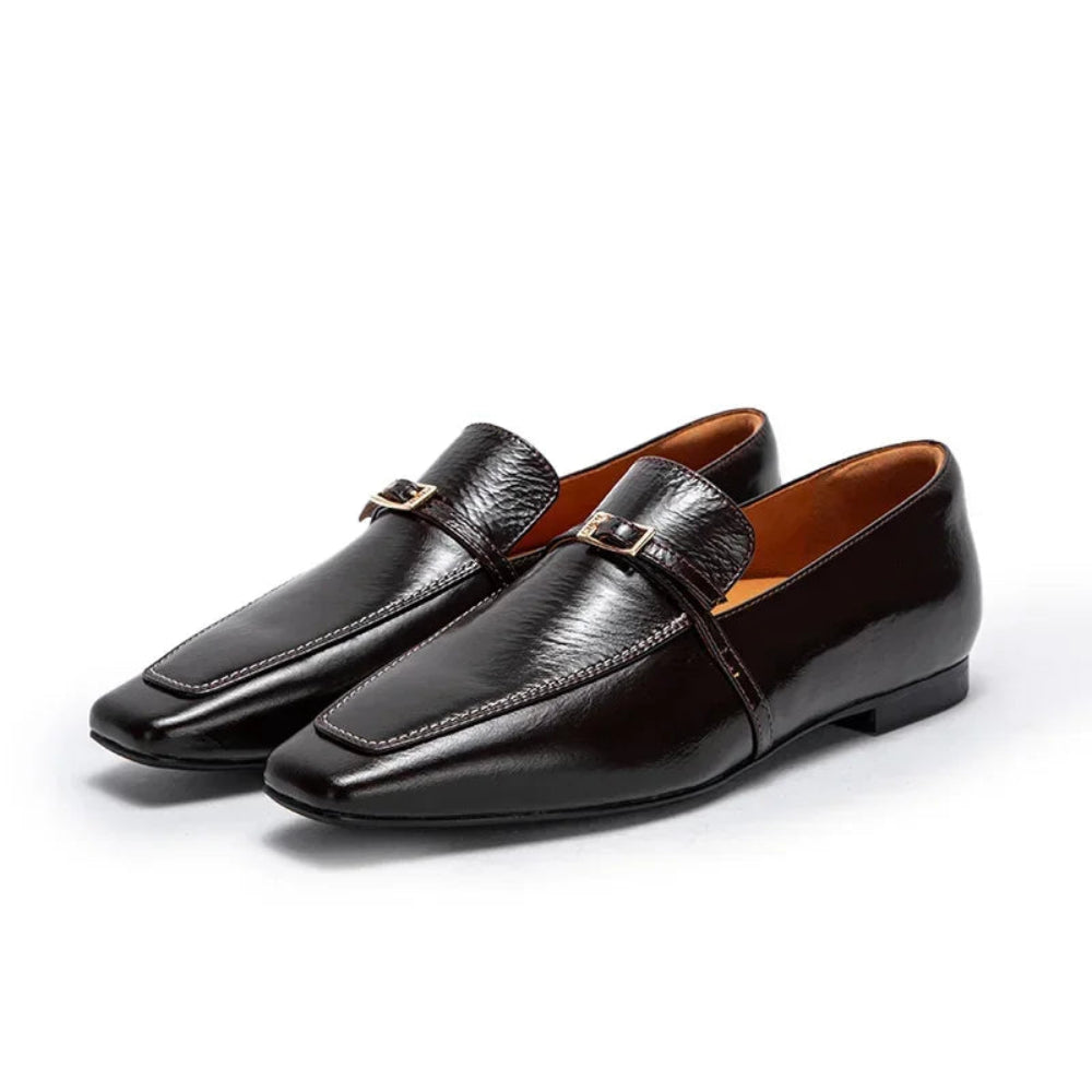 Elegant Square Toe Leather Loafers