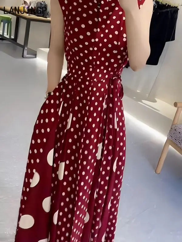 Polka Dot A-Line Midi Dress