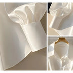 Elegant White Turn-Down Collar Shirt