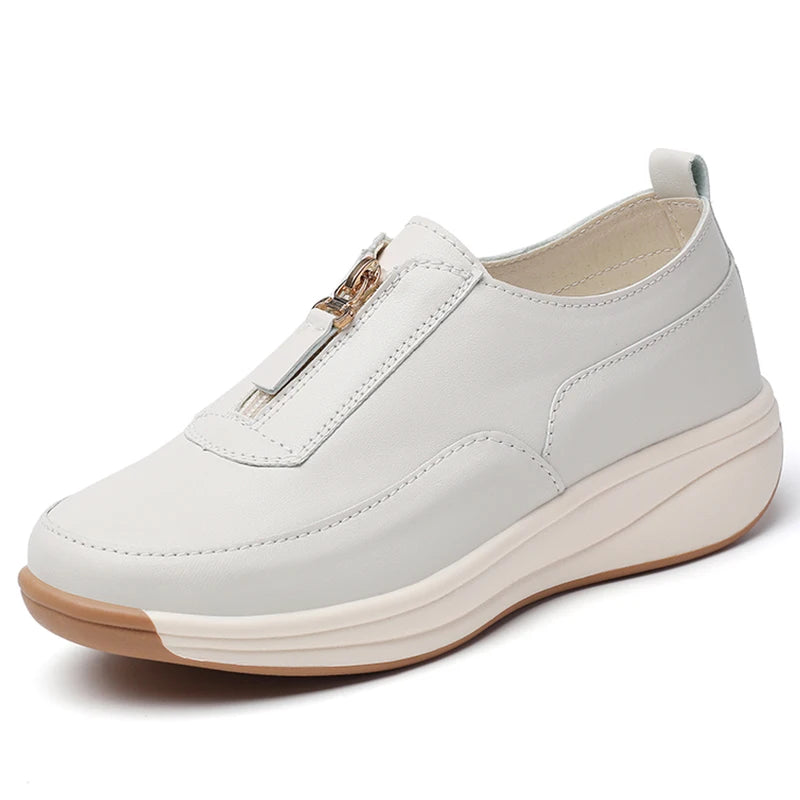 White Casual Flat Sneakers