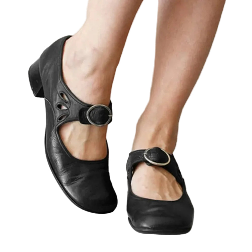 Women's Low Heel Buckle Pumps