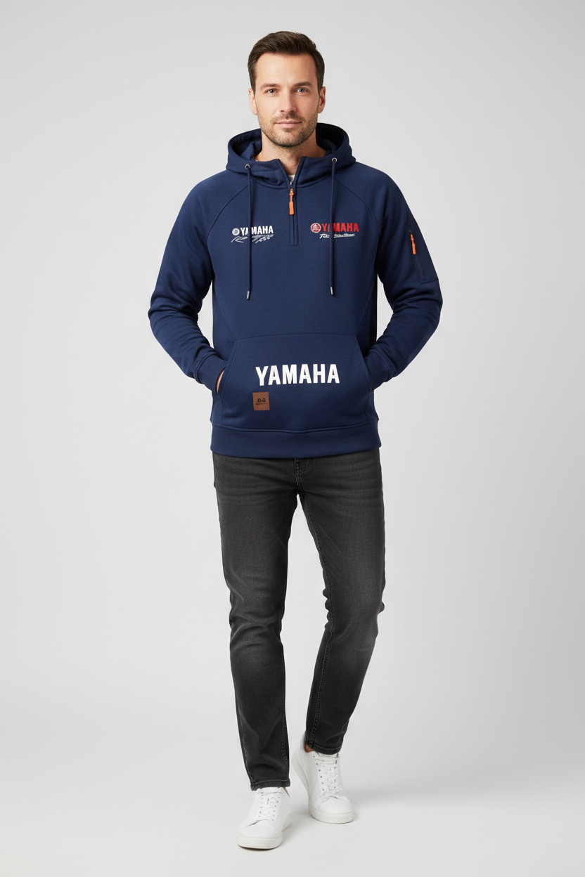 2026 Yamaha Autumn and Winter Vintage Heavy-Duty Men’s Fleece Hooded Sweater