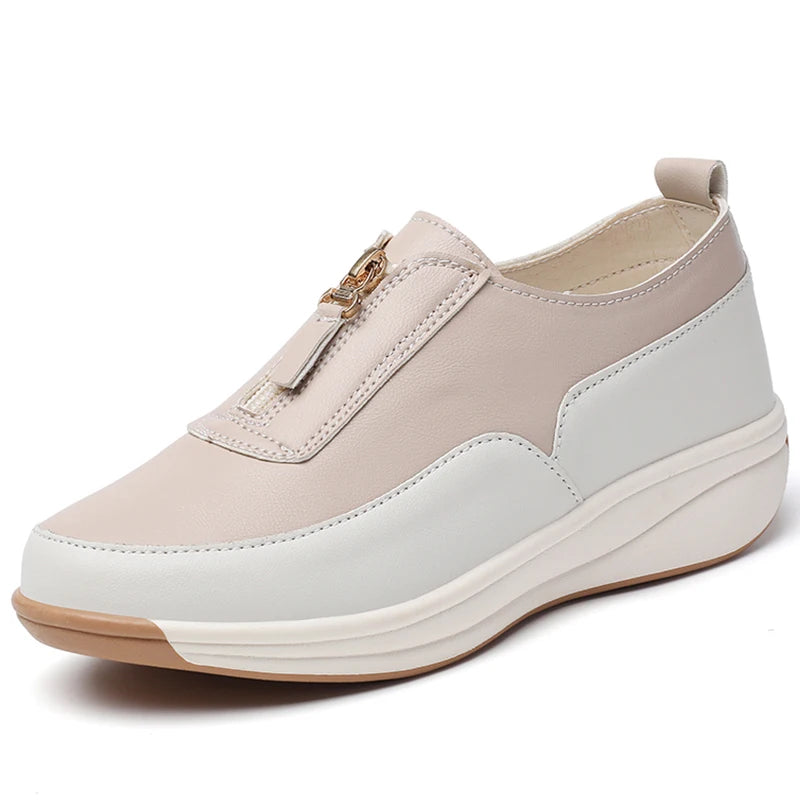 White Casual Flat Sneakers