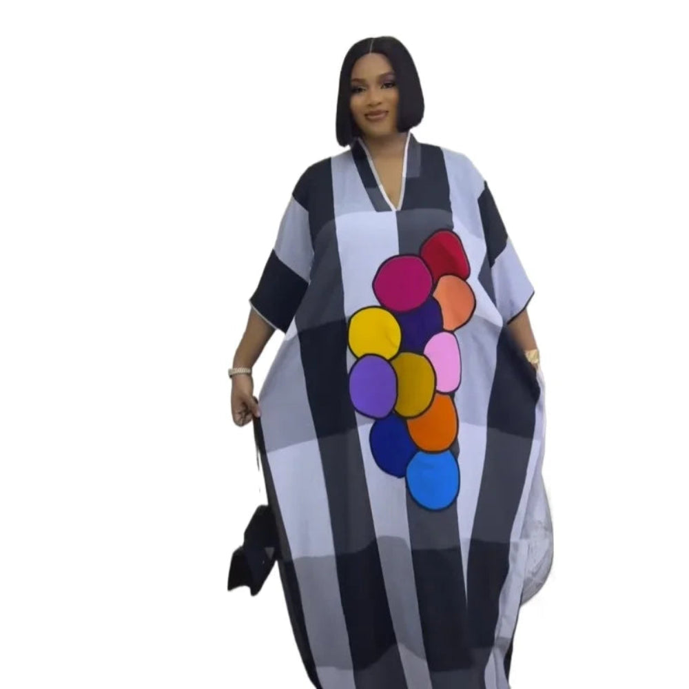 Striped V-Neck Maxi Dress