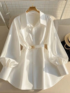Elegant White Turn-Down Collar Shirt