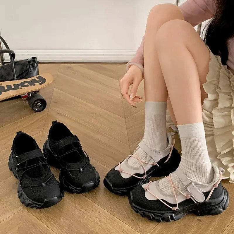 White Platform Casual Sneakers