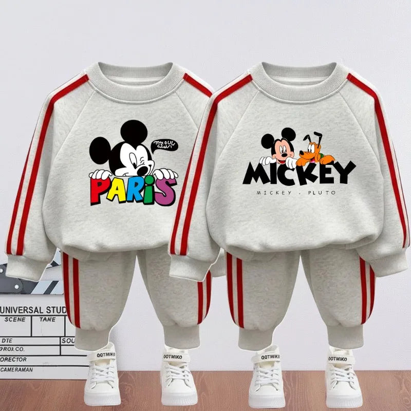 2026 Children cartoon character Side Stripe outfit Sets