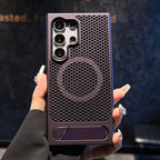 Samsung S26 Ultra S25 S24 Plus Magnetic Cooling Case with Folding Bracket Holder Cover