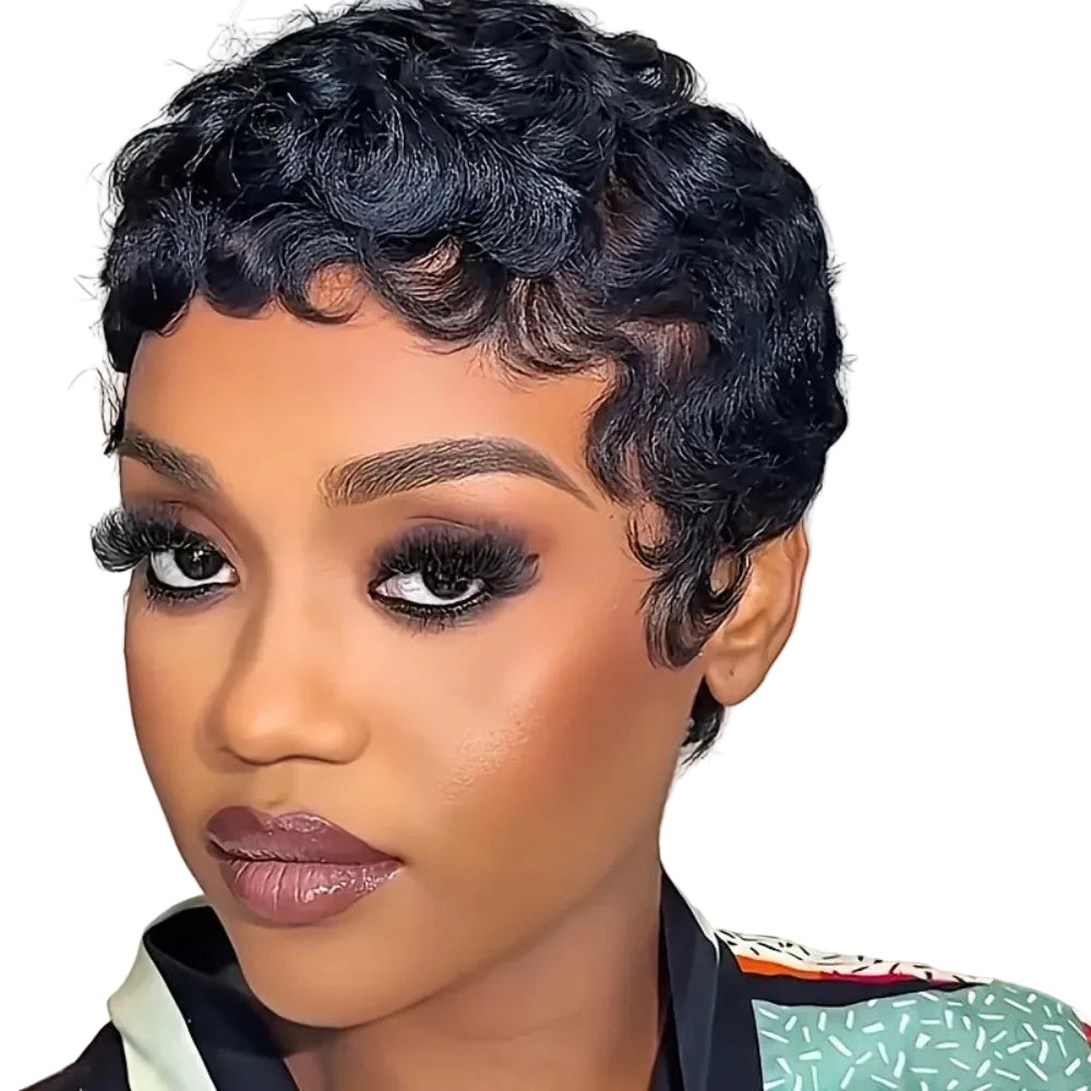 Short Layered Curly Pixie Wig