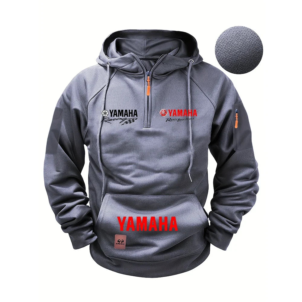 2026 Yamaha Autumn and Winter Vintage Heavy-Duty Men’s Fleece Hooded Sweater