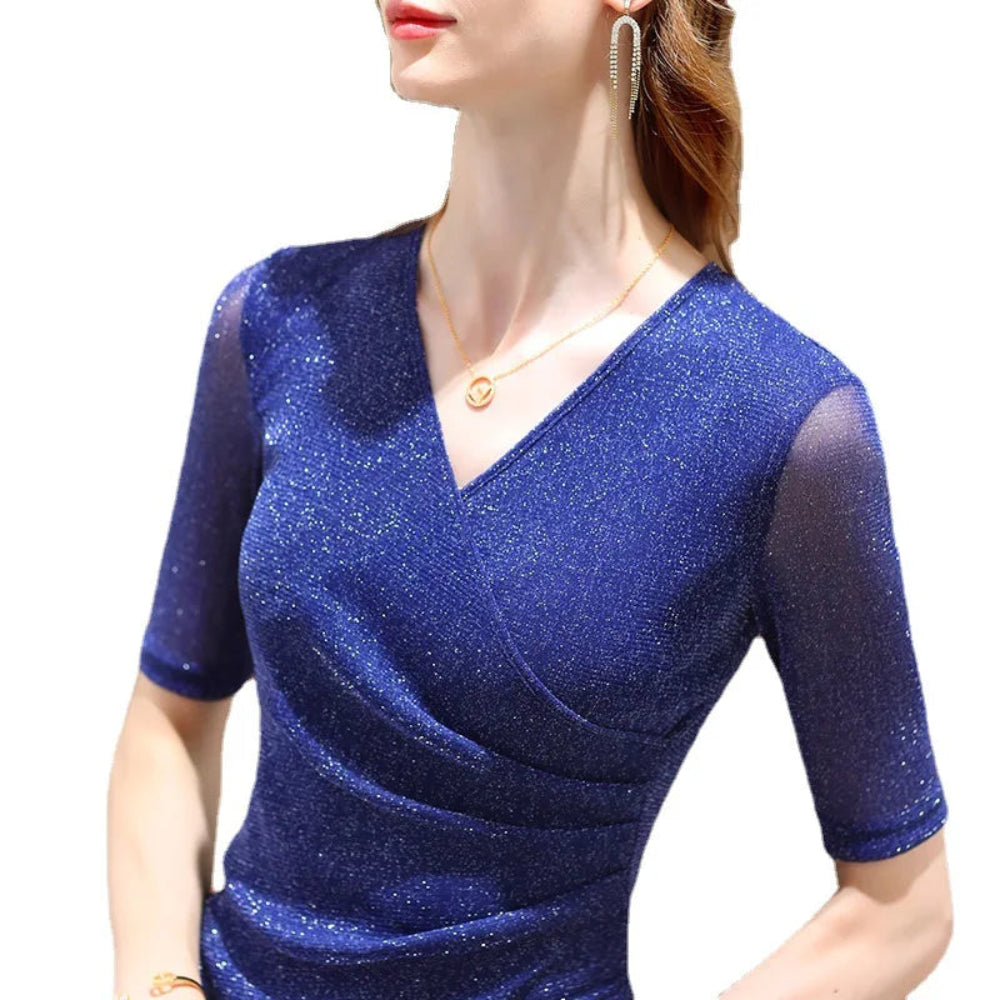 Elegant Glitter V-Neck Top