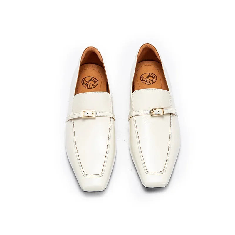 Elegant Square Toe Leather Loafers