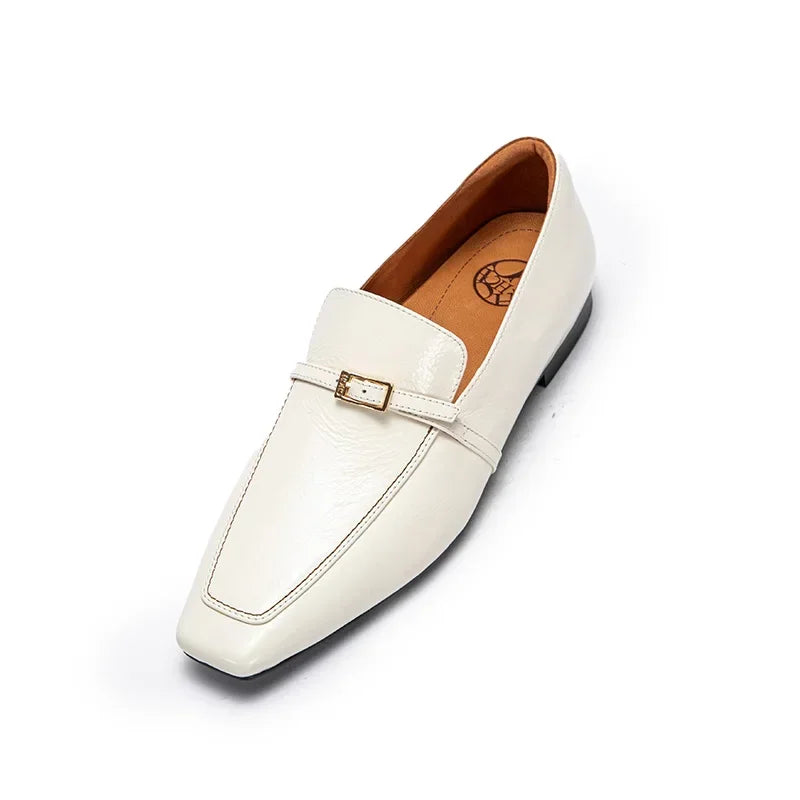 Elegant Square Toe Leather Loafers