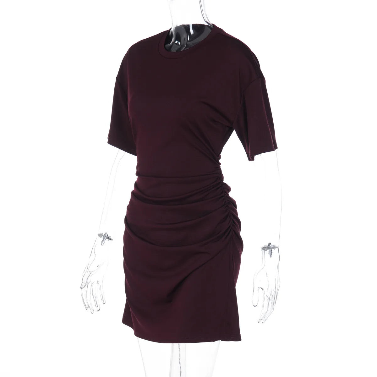 Pleated V-Neck Knee Length Dress