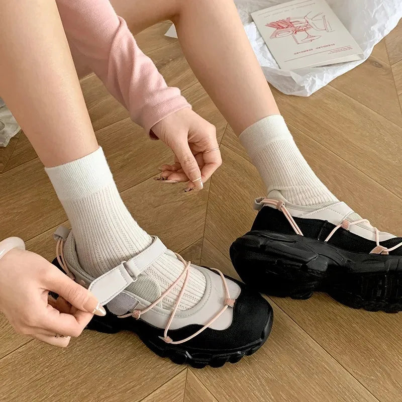 White Platform Casual Sneakers