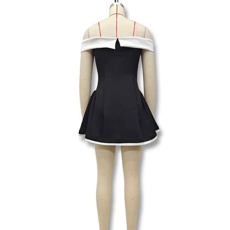 Contrast Ruffle Mini Dress