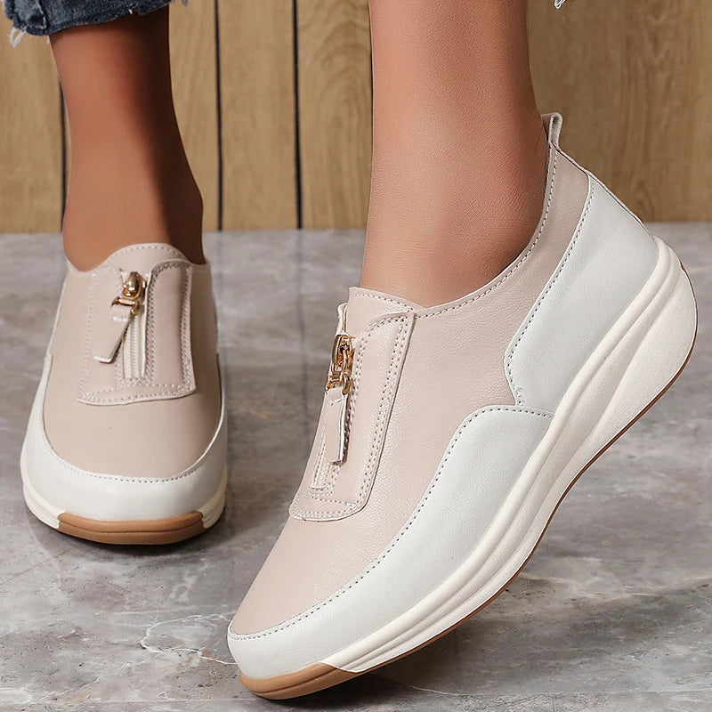 White Casual Flat Sneakers