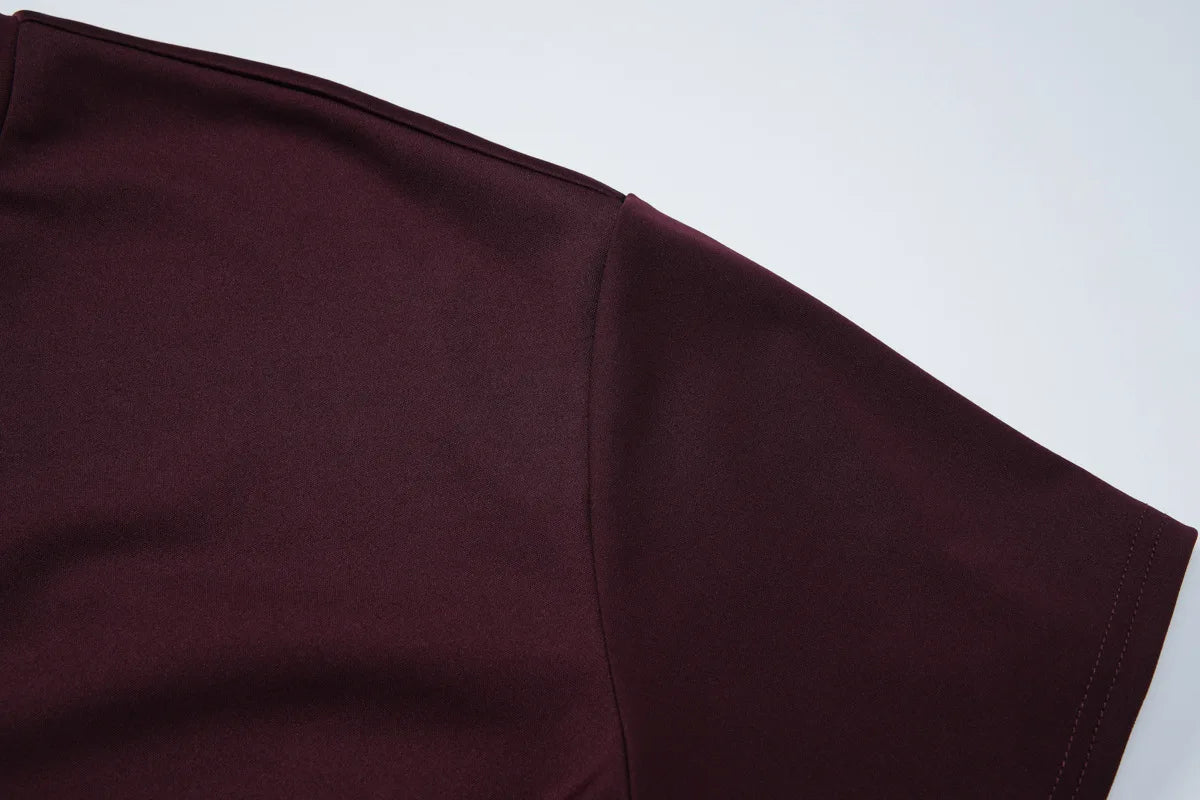 Pleated V-Neck Knee Length Dress
