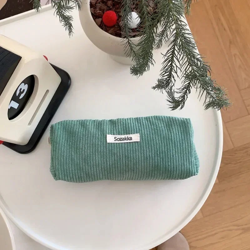 Soft Corduroy Cosmetic Organizer Bag