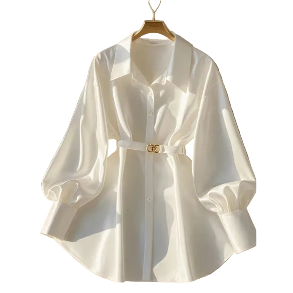 Elegant White Turn-Down Collar Shirt