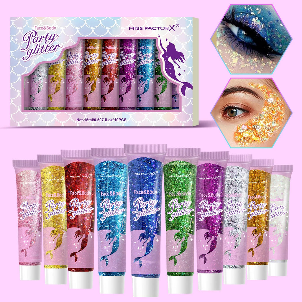 10 Piece Body Glitter Gel Set