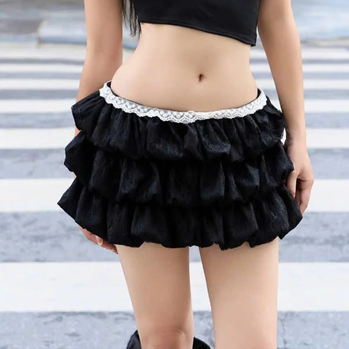Pleated A-Line Mini Skirt