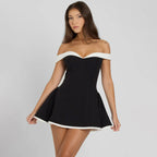 Contrast Ruffle Mini Dress