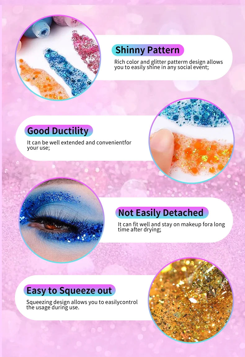 10 Piece Body Glitter Gel Set