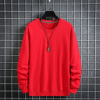 Aflczyu Men’s Tatting Sweatshirt - O-Neck, Full Sleeve, Solid Pattern, Regular Fit, Casual Style, Standard Thickness, Spring & Autumn Wear
