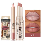 Professional 2PCS Lip Liner Lipstick Set Matte Finish High Pigment Long Lasting Waterproof Sweatproof Cosmetic Beauty Kit