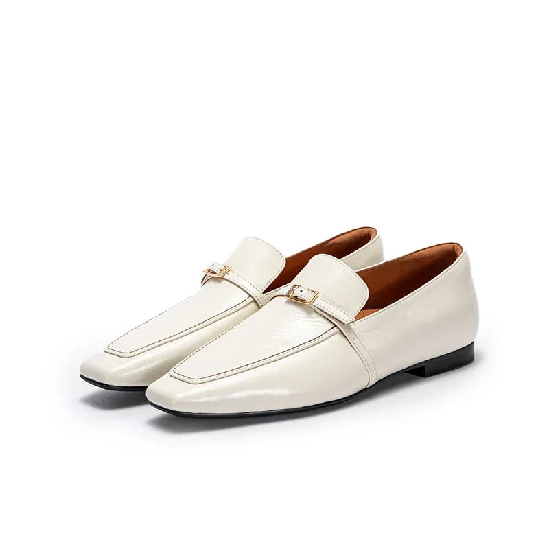 Elegant Square Toe Leather Loafers