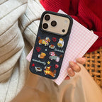 Artisan Denim Phone Case with Korean Embroidered Cartoon Design for iPhone 17 16 Pro 15 14 13 Pro Max