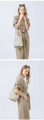 Women's Woven Bucket Shoulder Bag