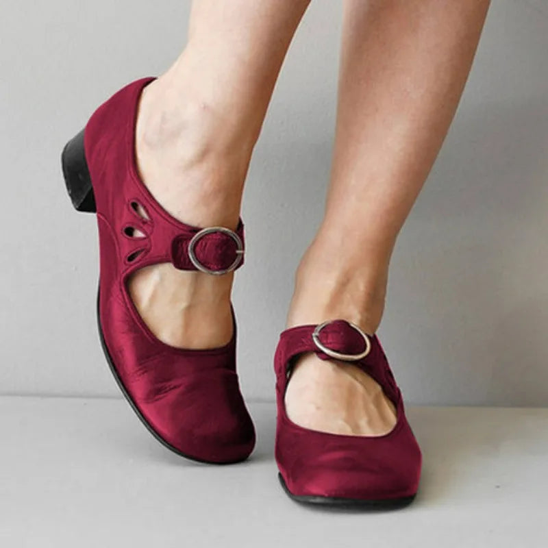Women's Low Heel Buckle Pumps
