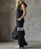 Women’s Retro Stripe Hooded Lace Jumpsuit